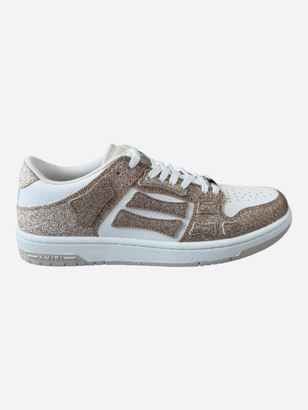 Amiri Gold & White Glitter Skel Women's Low Top Sneakers